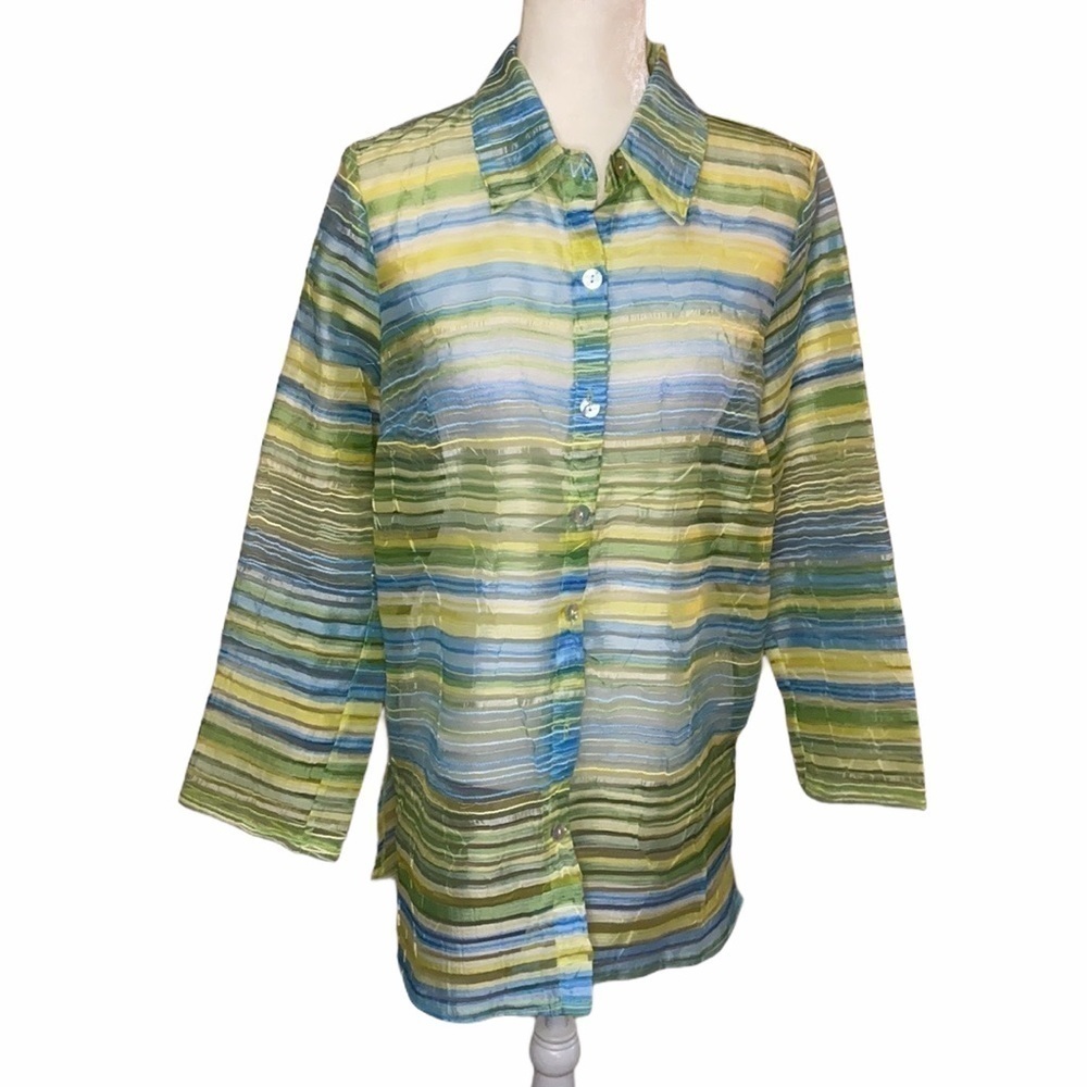 Citiknit oversized button front Sheer Top
